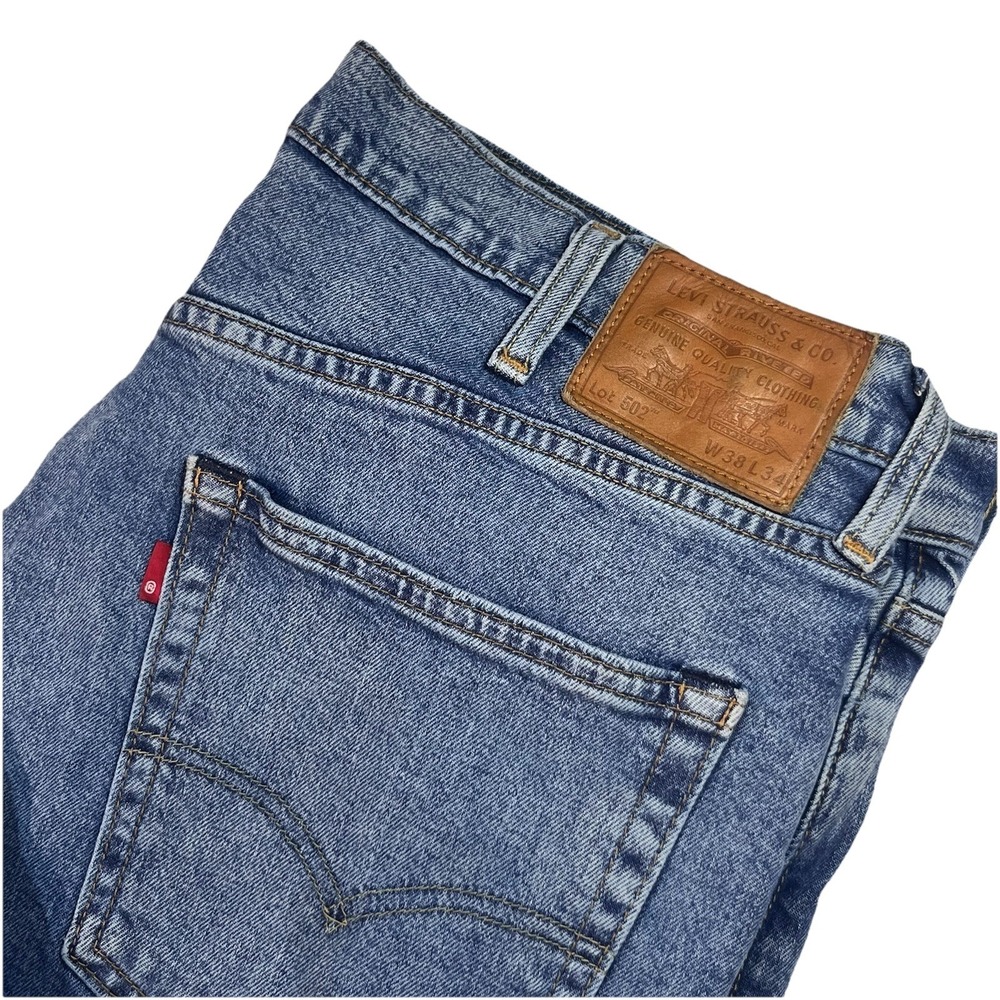 Levi's 502 Mens 38x34 Jeans Classic Blue Premium Straight Taper Fit Denim EUC